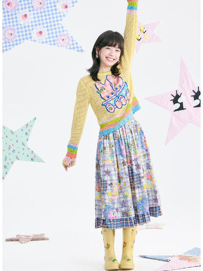 Yellow Cute Cute Mesh Knit Cover Up Sweater【s0000018370】
