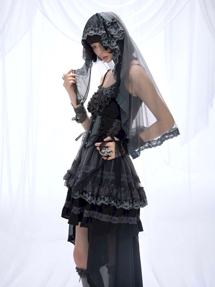 Dark Lolita Lace Mesh Sundress Dress【s0000014684】