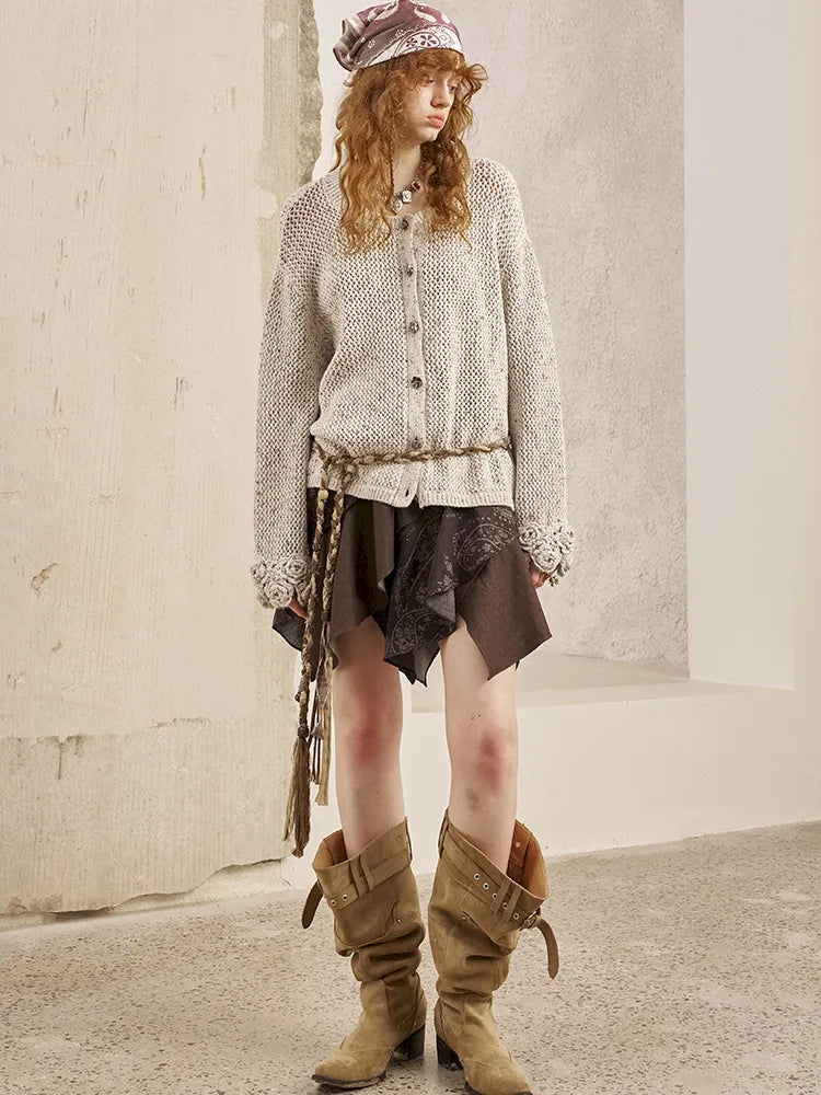 Oversized Vintage-Style Knit Cardigan【s0000014056】