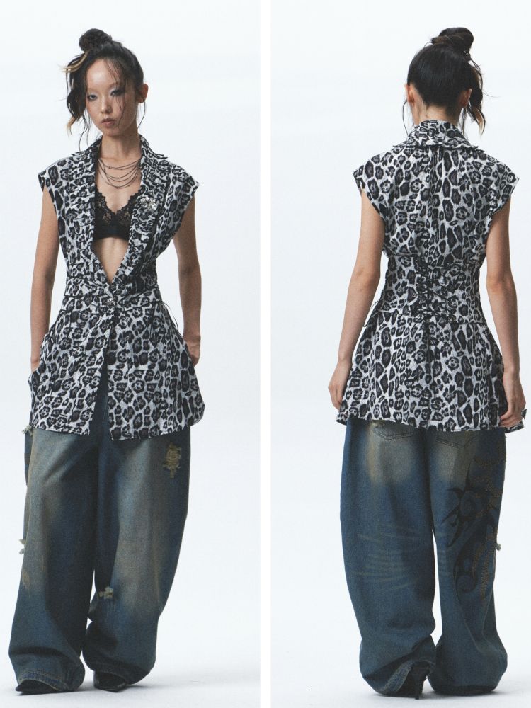 Distressed loose cuffed jeans【s0000012685】