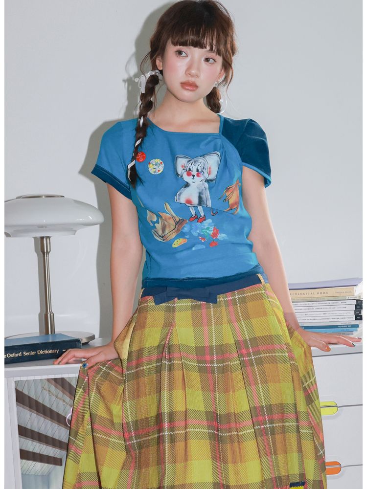 Blue Mouse Knot Design T-Shirt【s0000013923】