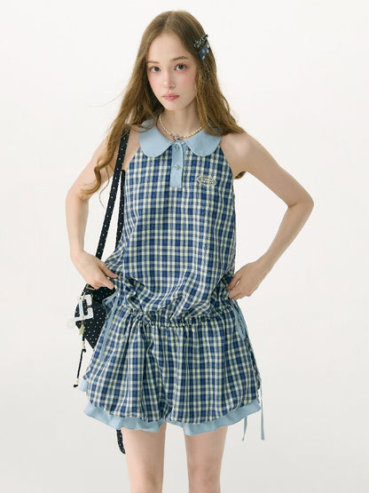 Summer Plaid Doll Collar Dress Girl【s0000017149】