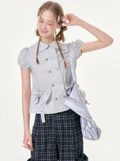 Bow Puff Sleeve Doll Collar Shirt【s0000016610】
