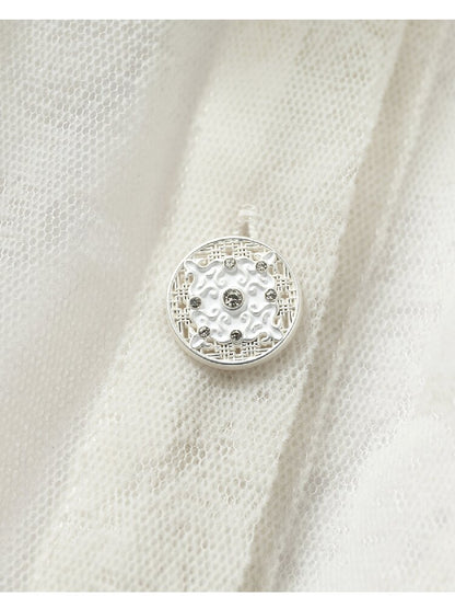 Ruffled Flocked Lace Stand Shirt【s0000016208】