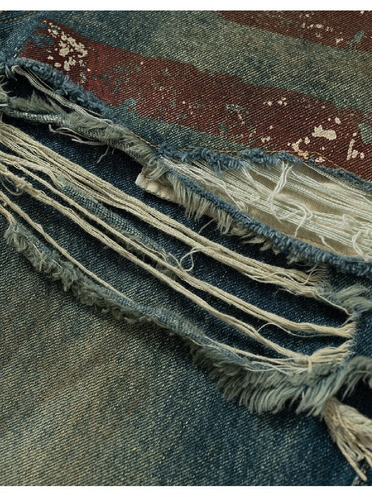 Nostalgic Print Fake Two Denim【s0000015931】