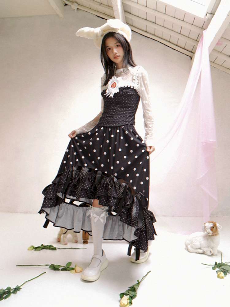 Asymmetric Bow Midi Skirt【s0000014525】