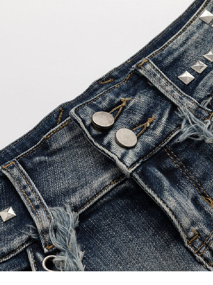 Party By The Sea Rivet Denim Shorts【s0000017042】