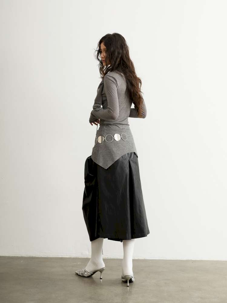Pleated Sculptural Mock Two Shirt【s0000015191】