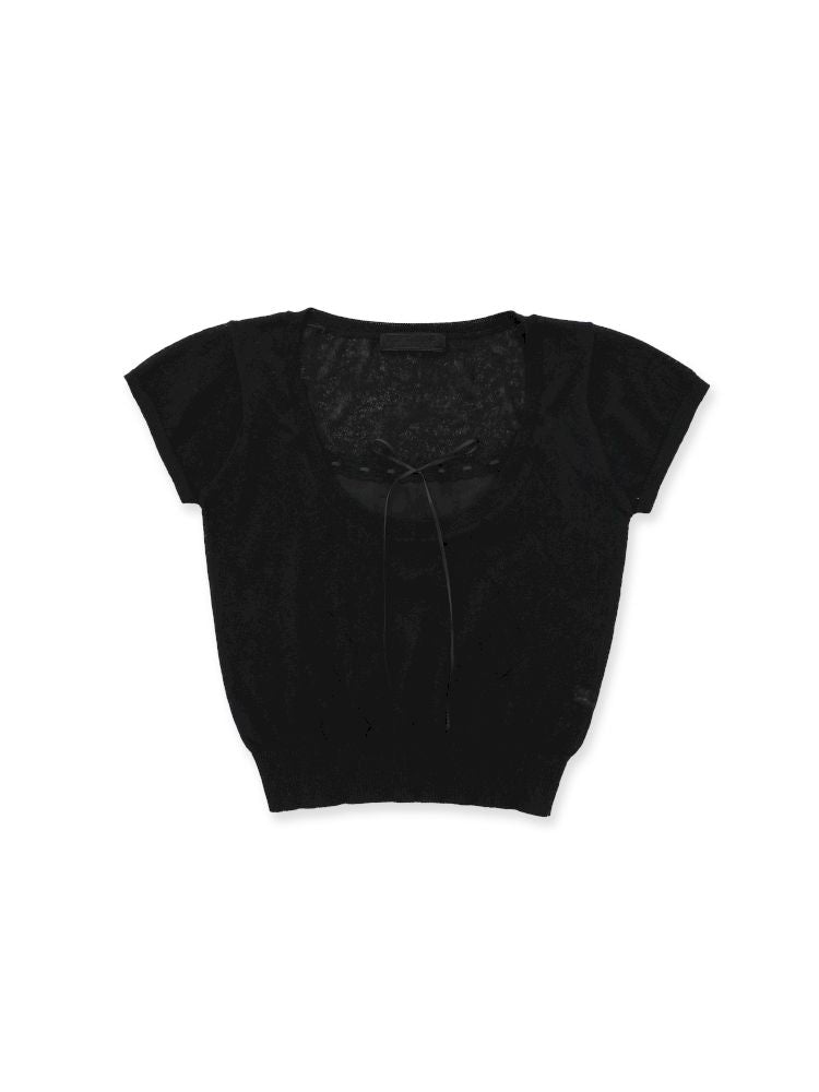 Square Neck Short Sleeve Blouse【s0000012528】