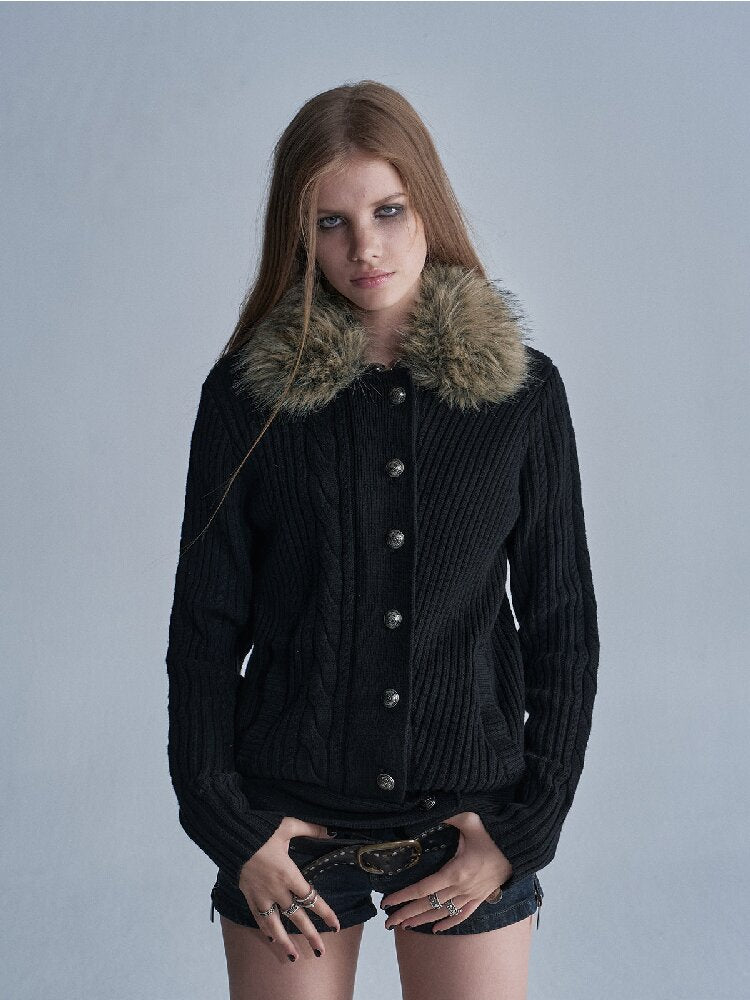 Asymmetrical Knit Wool Zipper Jacket【s0000019091】