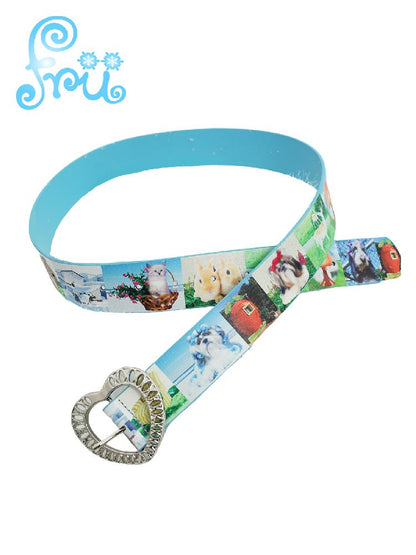 Puppy Printed Y2k Heart Belt [S0000010728]