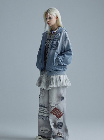 Destroyed Blue Napoleon Sweatshirt【s0000018553】