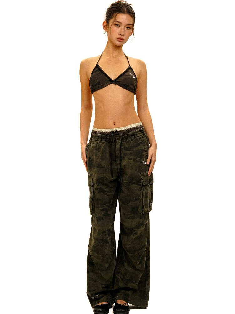 Star Rhinestone Camo Work Pants【s0000017908】
