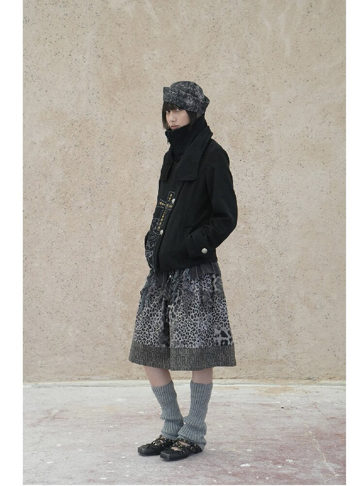 Vintage Cross Print Rivet Jacket【s0000018073】