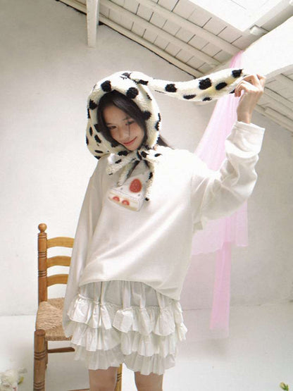 Strawberry Cake Print Long-Sleeve T-Shirt【s0000014529】