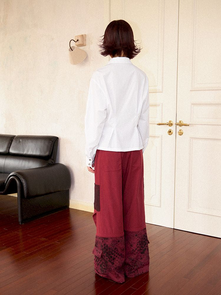 Drop Shoulder Waisted Printed Long Sleeve Shirt【s0000011641】