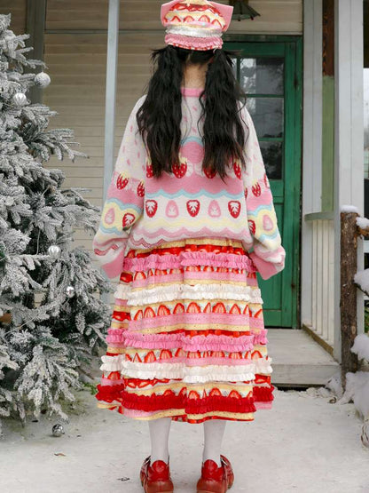 Corduroy Strawberry Print Skirt【s0000015104】