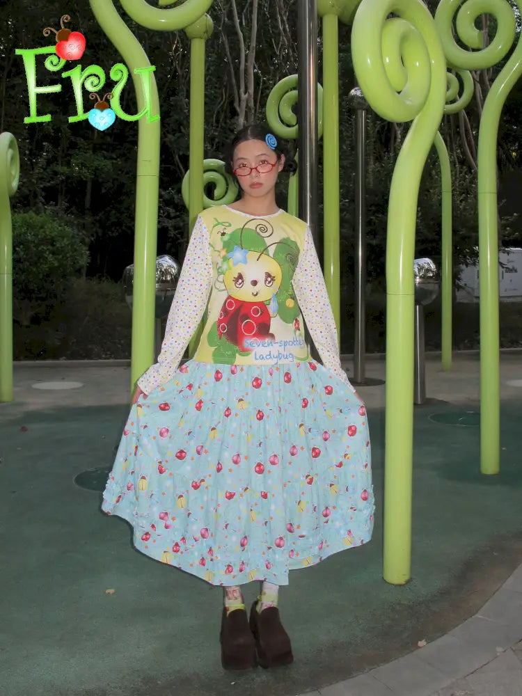 Beetle Print Cute Casual Oversized T-Shirt【s0000014192】