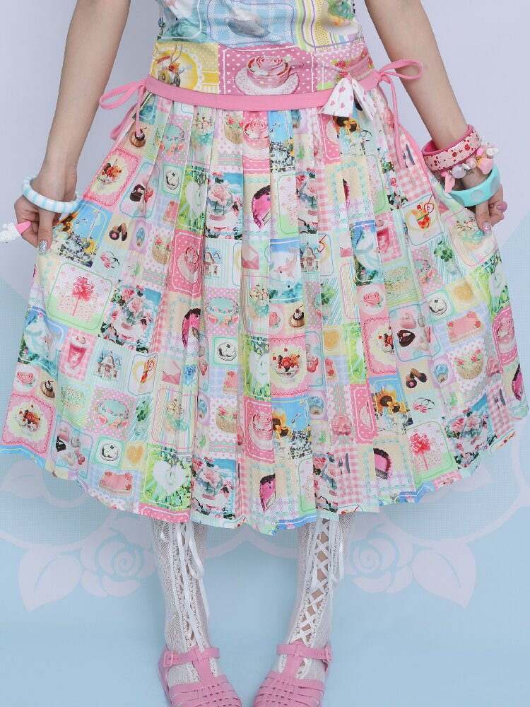 Summer Print Pleated Half Skirt【s0000017451】