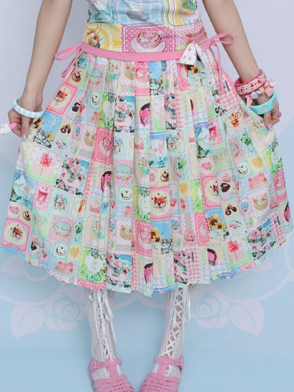 Summer Print Pleated Half Skirt【s0000017451】