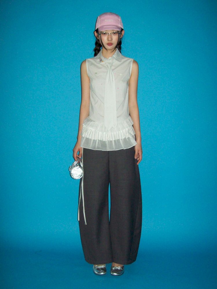 Removable tie sleeveless shirt【s0000012506】