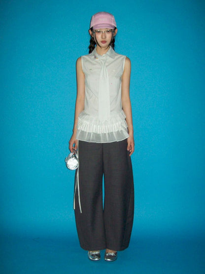 Removable tie sleeveless shirt【s0000012506】