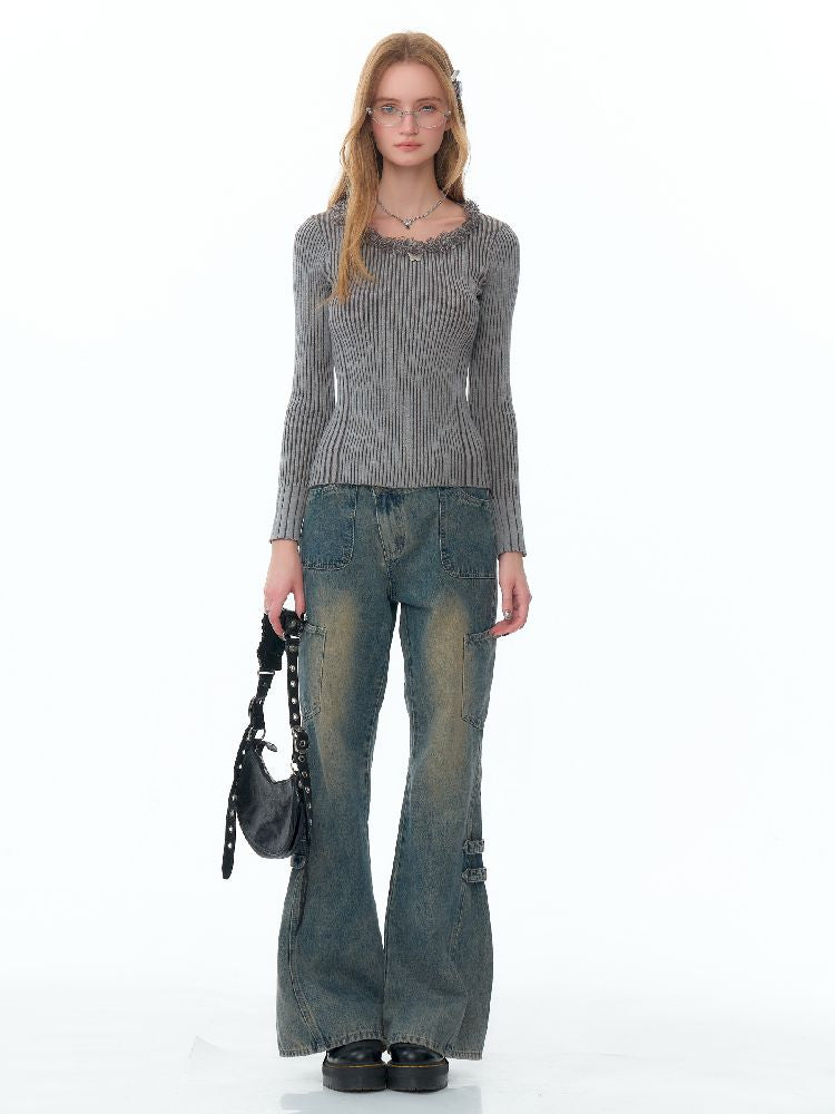 Straight Wide Leg Washed Jeans【s0000011489】