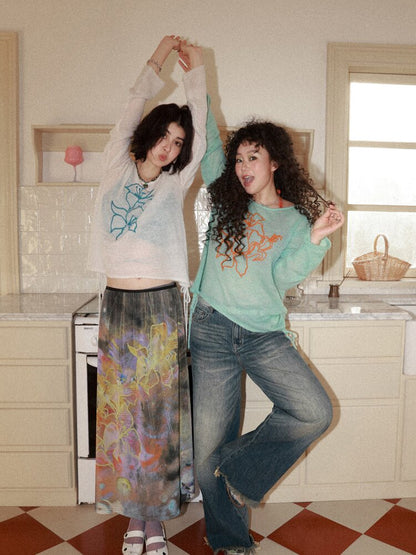 Retro Cat Whiskers Washed Jeans【s0000015463】