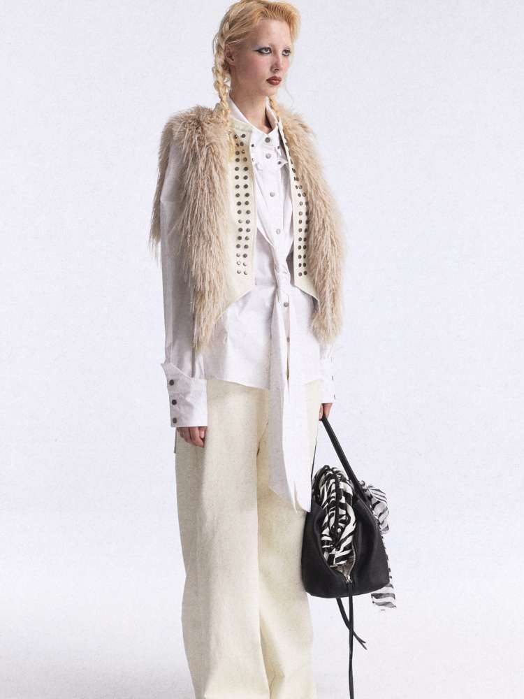 Heavy Rivet Gradient Fur Vest【s0000015389】