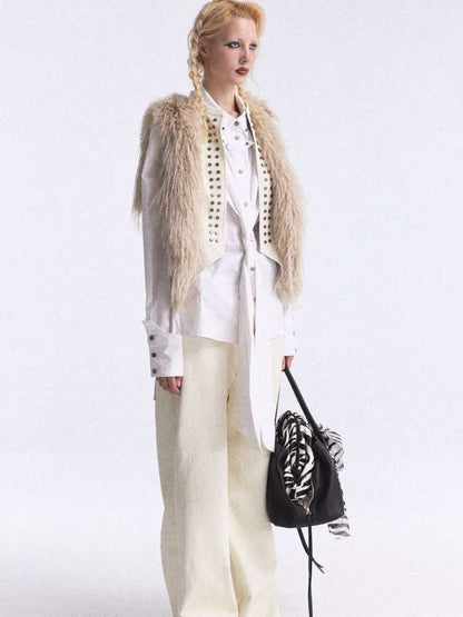 Heavy Rivet Gradient Fur Vest【s0000015389】