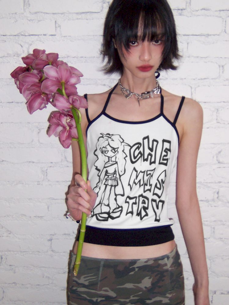 Fake two-piece manga camisole【s0000012425】