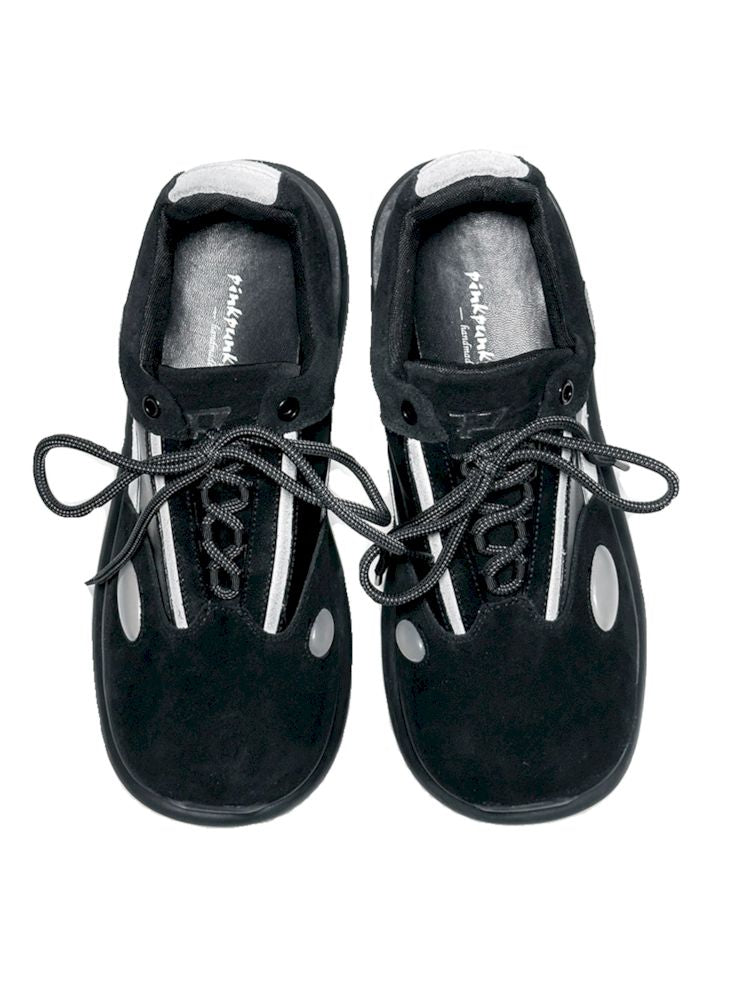 Black Flip Flop Leather Tech Sport Chunky Shoes【s0000006658】