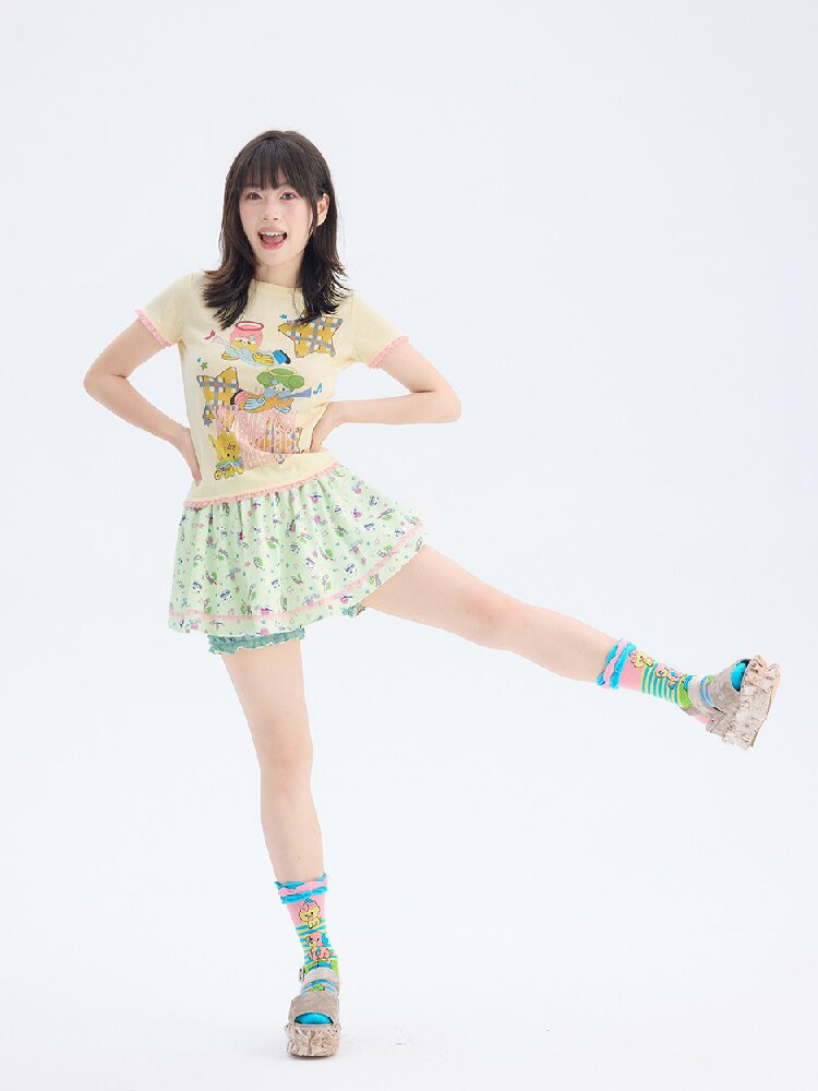 Angel Print Fluffy Skirt Pants【s0000017698】