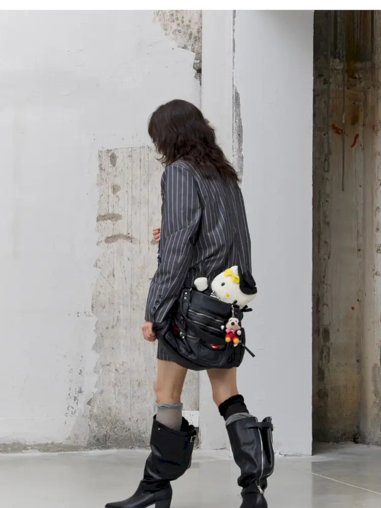 Lace-Up Striped Shorts Blazer【s0000014203】