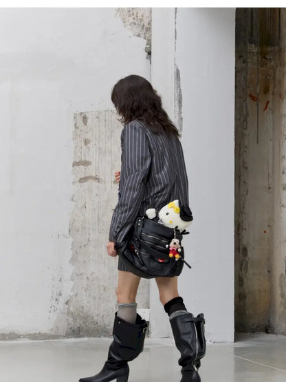 Lace-Up Striped Shorts Blazer【s0000014203】