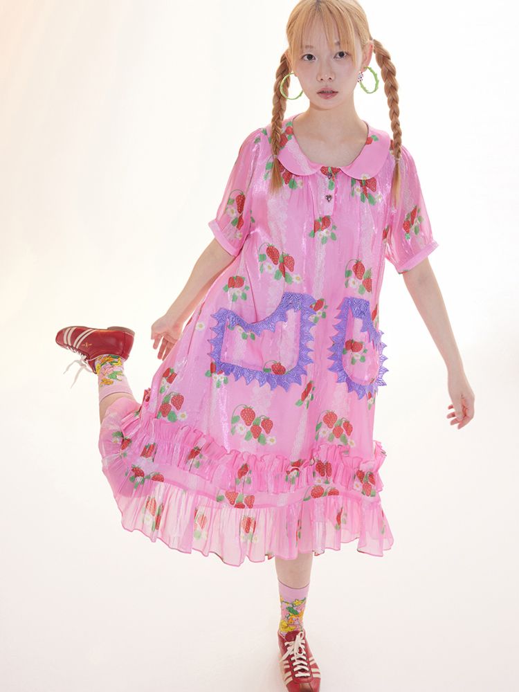 Strawberry Doll Neck Dress【s0000009786】