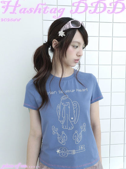 Millennium Navy Angel Rabbit T-shirt【s0000017474】