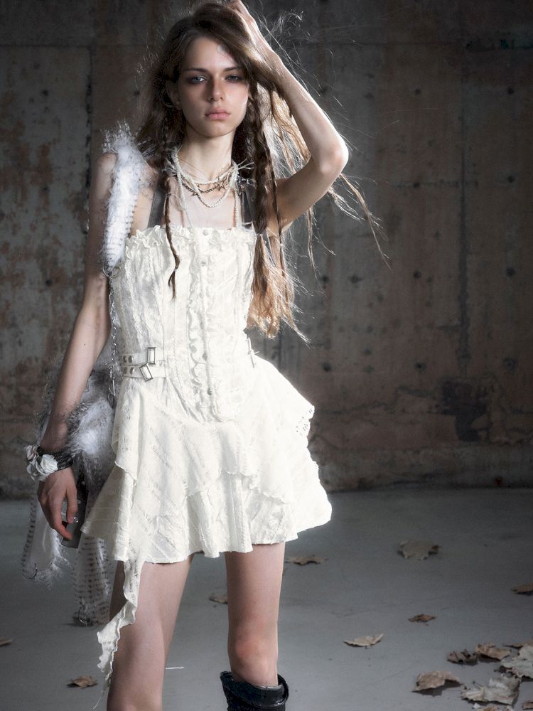 Patchwork Lattice Waisted Dress【s0000013889】