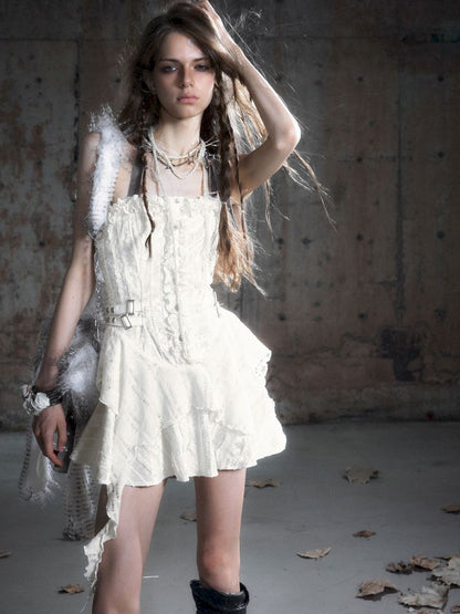 Patchwork Lattice Waisted Dress【s0000013889】