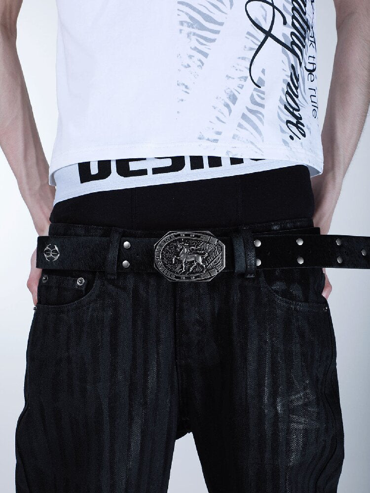 Old Top Layer Cowhide Rivet Belt【s0000016697】