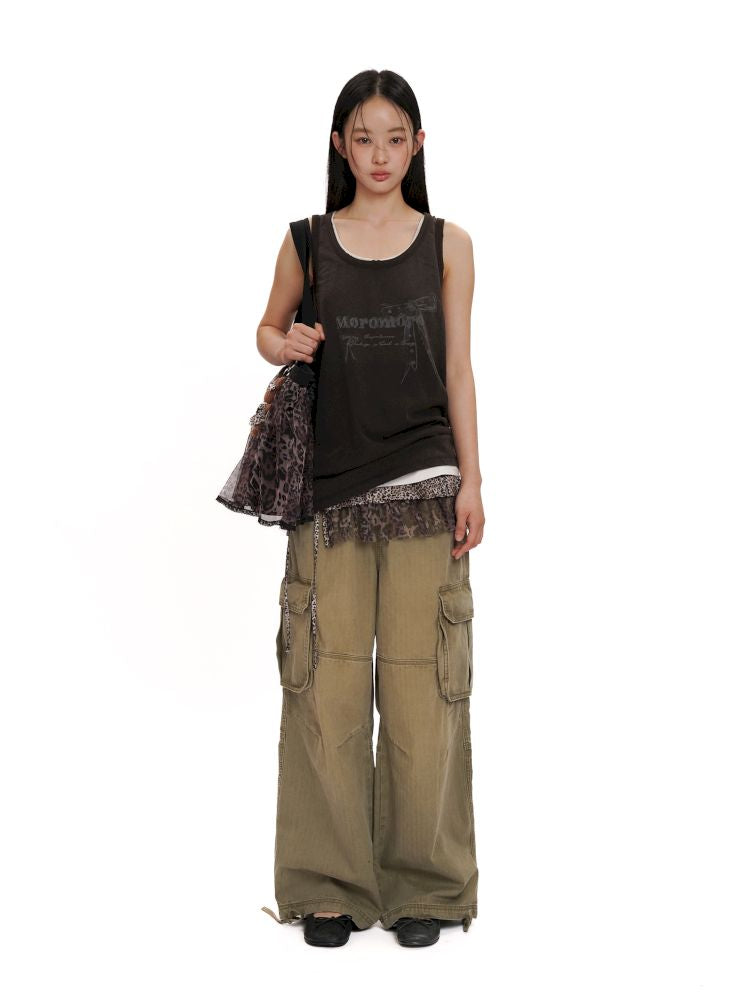 Loose work style sleeveless undershirt tops【s0000012502】