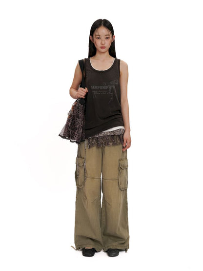 Loose work style sleeveless undershirt tops【s0000012502】