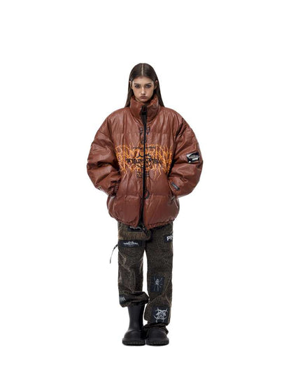 Logo PU Leather High Collar Suit【s0000015137】