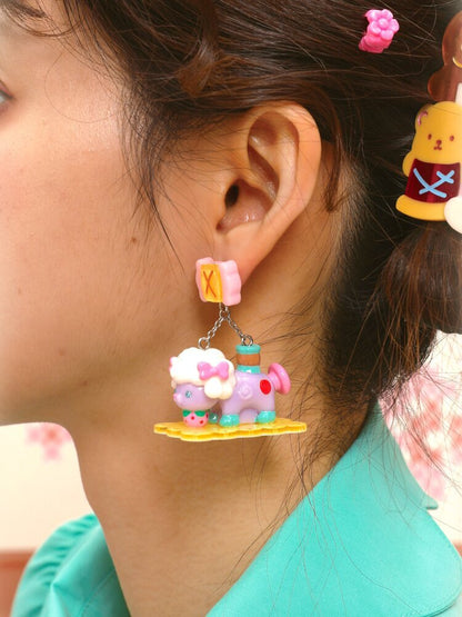 Vintage Lamb Resin Color Earrings【s0000015581】