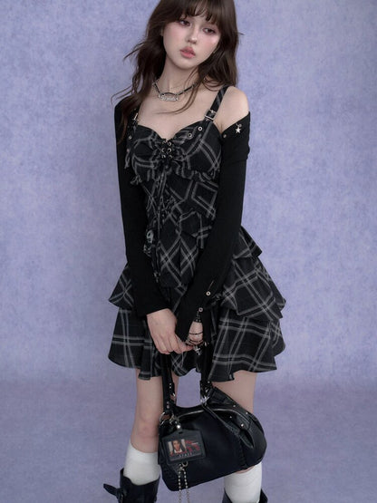 Plaid Metal Camisole Dress【s0000017688】