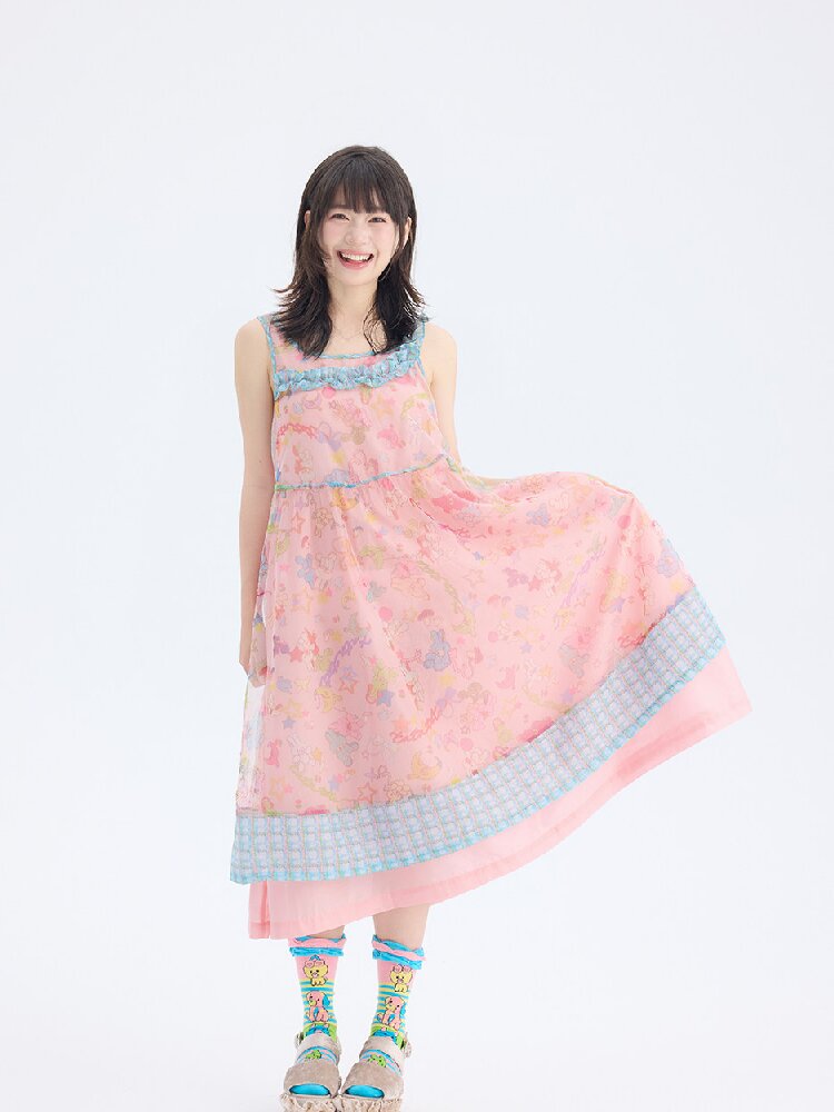 Rabbit Mesh Asymmetrical Strap Dress【s0000017691】