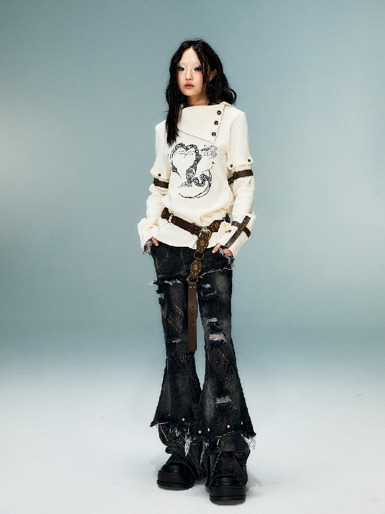 탈착식 긴 슬리브 니트 탑 [S0000011482]