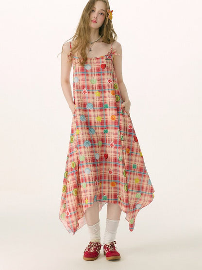 Summer Plaid Fun Print Camisole Dress【s0000016842】