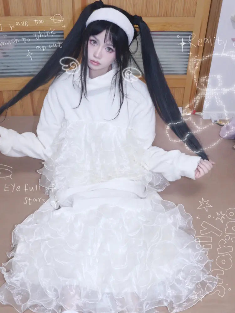 Granulated Sweatshirt with Lace Trim【s0000014345】