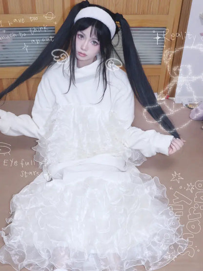 Granulated Sweatshirt with Lace Trim【s0000014345】